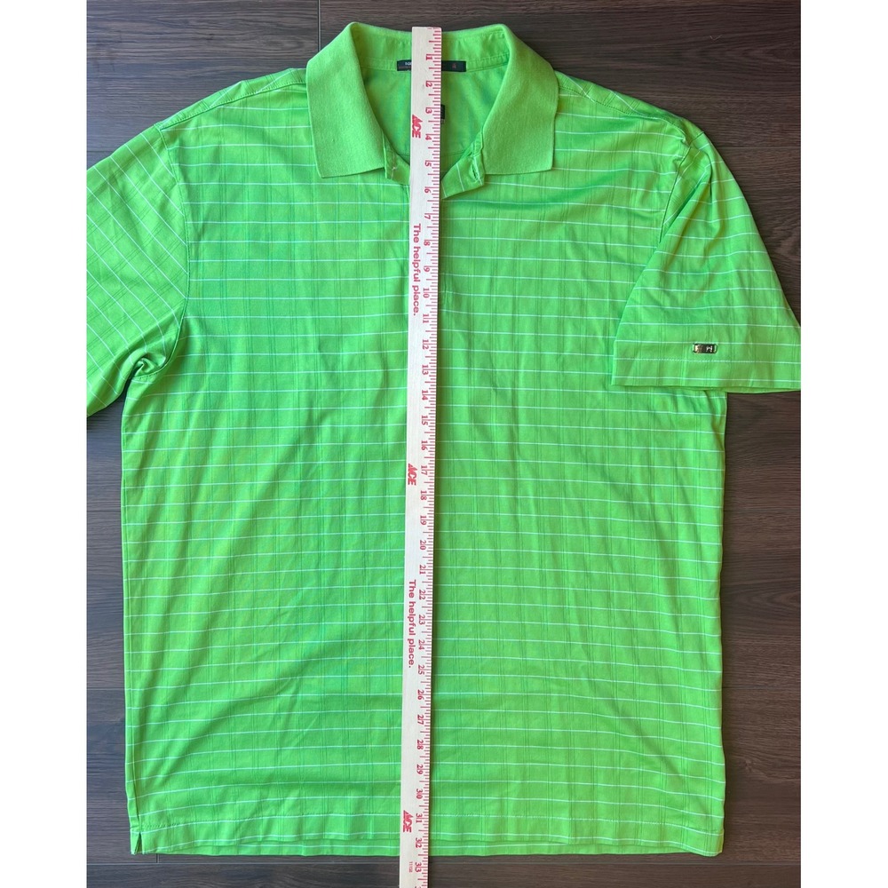Nike Tiger Woods Collection Golf Polo Shirt Mens XL Lime Green Striped Fit Dry - Picture 7 of 8